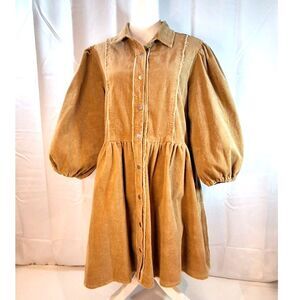 Peach Love California Ladies Tan Corduroy Mini Dress Size L